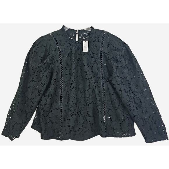 EXPRESS ~Woman Size XL~ Black Lace Career to Evening Wear Top Blouse NWT. - Picture 5 of 16